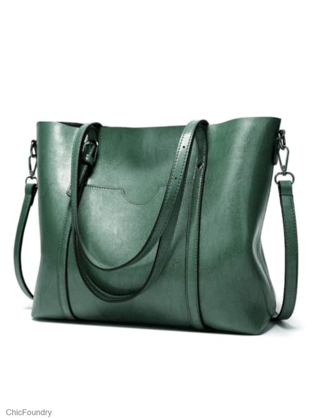 Faux Leather Tote Bag Women Large Zipper Shoulder Purse Work Satchel